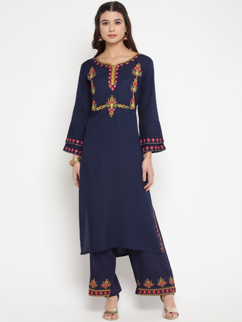 

Prakhya Women Blue & Yellow Yoke Design Kurta with Palazzos
