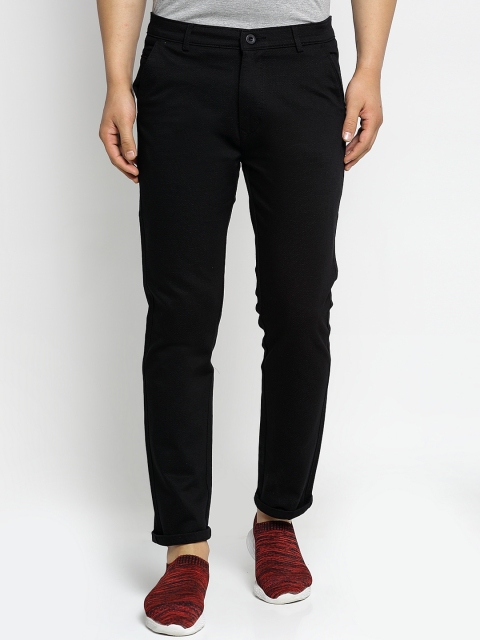

Rodamo Men Black Slim Fit Solid Regular Trousers