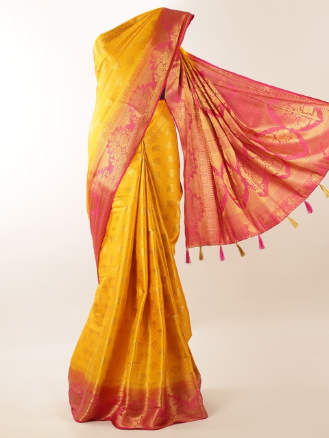 

Pothys Yellow & Pink Jute Silk Woven Design Saree
