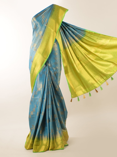 

Pothys Blue & Green Jute Silk Printed Saree