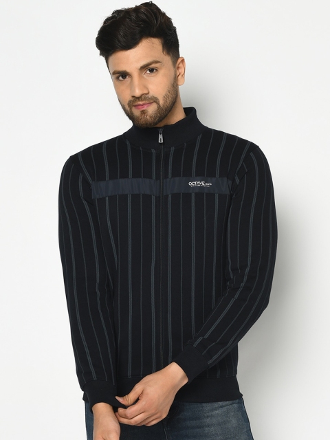 

Octave Men Black & Grey Striped Sweatshirt
