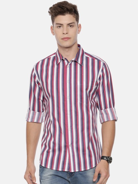 

QUANCIOUS Men Purple Regular Fit Striped Casual Shirt