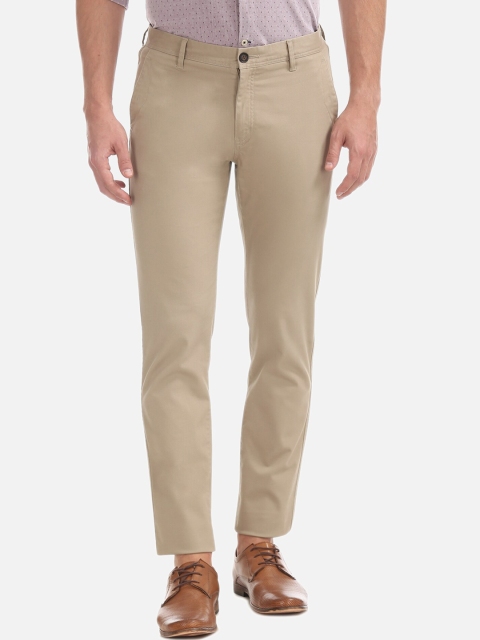 

AD By Arvind Men Beige Slim Fit Solid Regular Trousers