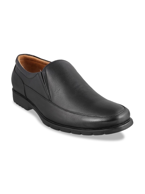 

DAVINCHI Men Black Solid Leather Formal Slip-Ons