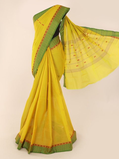

Pothys Yellow & Green Pure Cotton Woven Design Saree