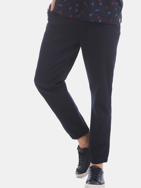 

AD By Arvind Men Navy Blue Slim Fit Solid Regular Trousers