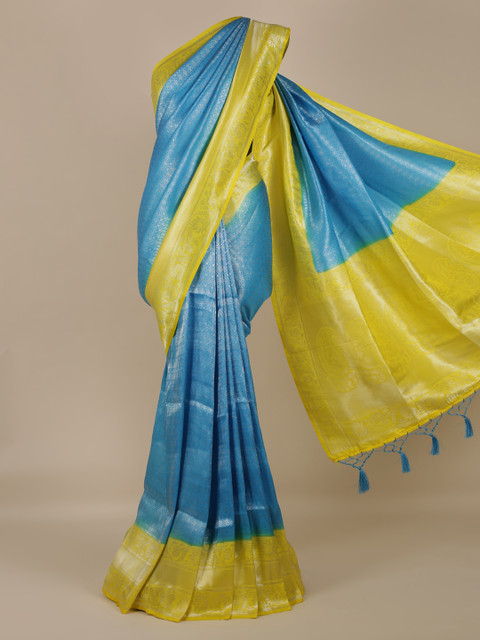 

Pothys Blue Woven Design Jute Silk Saree