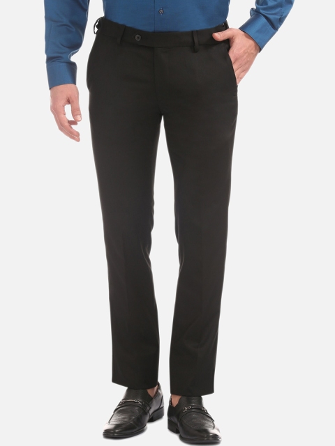 

AD By Arvind Men Black Regular Fit Solid Formal Trousers
