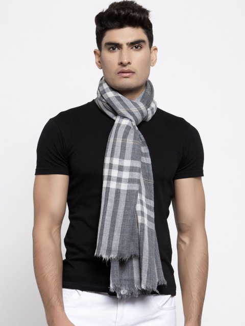 

Calvadoss Men Grey & White Checked Sustainable Muffler