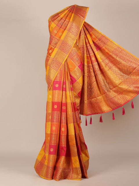 

Pothys Orange & Yellow Jute Silk Woven Design Saree