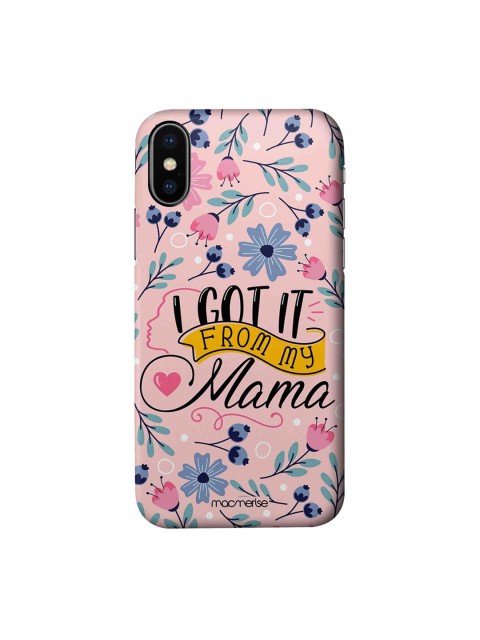 

macmerise Pink & Black From My Mama iPhone Xs Back Case