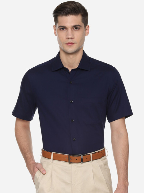 

Louis Philippe Men Navy Blue Regular Fit Solid Cotton Formal Shirt