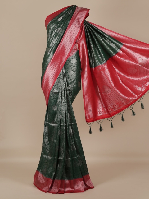 Pothys Green Printed Jute Silk Saree