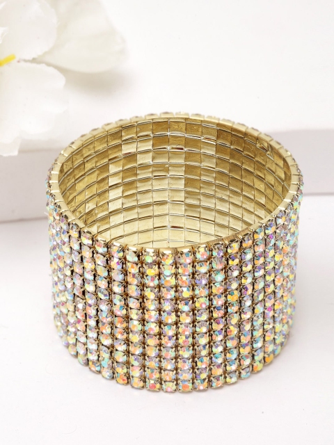 

AVANT-GARDE PARIS Gold-Plated Silver-Toned Crystal-Studded Elasticated Bracelet