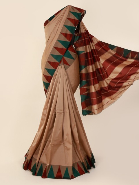 

Pothys Cream-Coloured Solid Art Silk Saree
