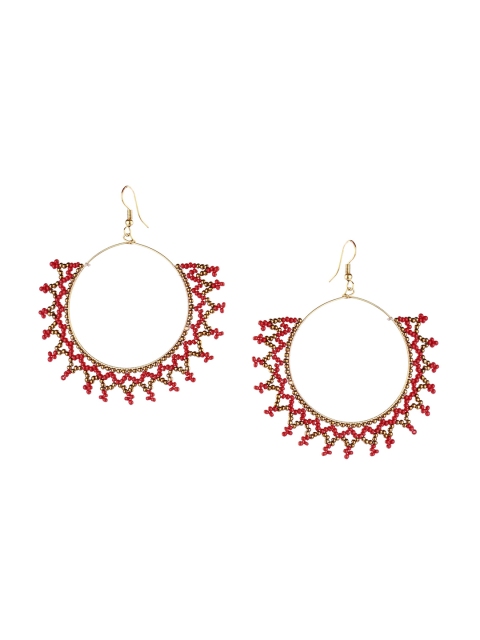 

DESI COLOUR Red & Gold-Toned Contemporary Drop Earrings