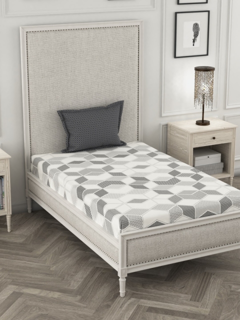 

Portico New York White & Grey Geometric Printed 144 TC 1 Single Bedsheet With 1 Pillow Cover