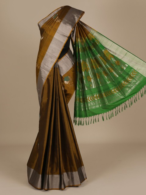 

Pothys Brown Solid Pure Silk Saree