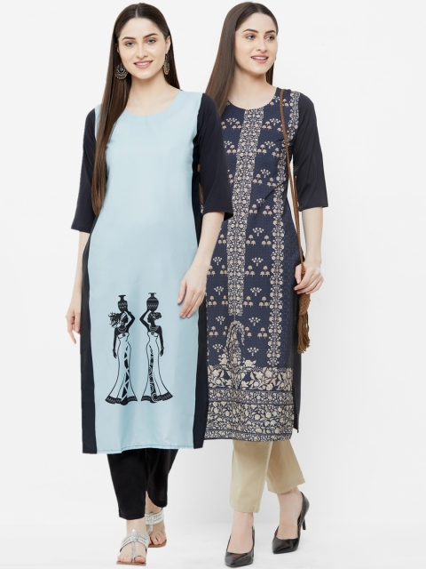 

7Threads Women Multicoloured Printed Straight Kurta, Multi