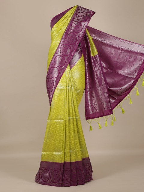 

Pothys Olive Green & Purple Jute Silk Woven Design Saree