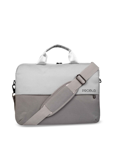 

PROBUS Unisex Grey & Off-white Colourblocked Laptop Bag