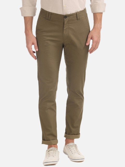 

AD By Arvind Men Khaki Slim Fit Solid Regular Trousers