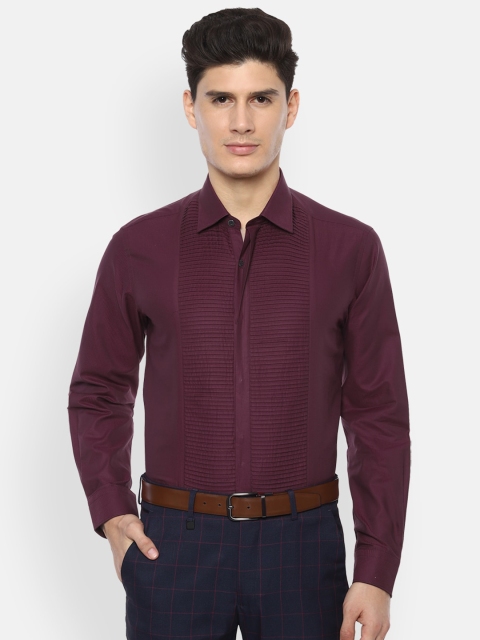 

Louis Philippe Men Maroon Slim Fit Striped Formal Shirt