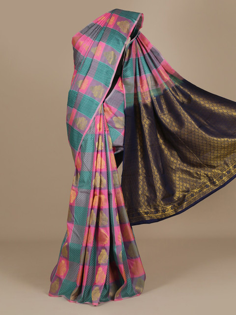 

Pothys Multicoloured Woven Design Pure Silk Saree, Multi