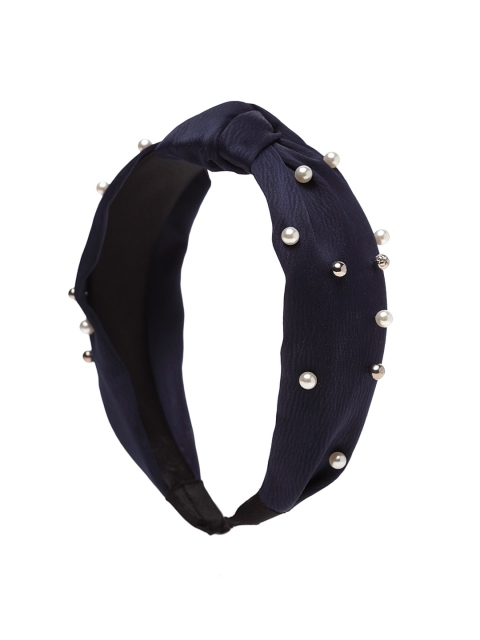 

Ferosh Women Navy Blue & White Pearl Embellished Hair Band