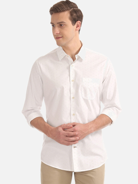 

AD By Arvind Men White Slim Fit Printed Casual Shirt
