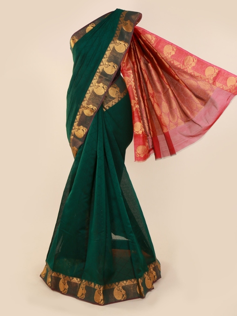 

Pothys Green Solid Silk Cotton Saree