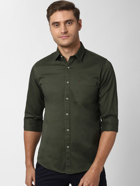

Peter England Casuals Men Olive Green Slim Fit Solid Casual Shirt