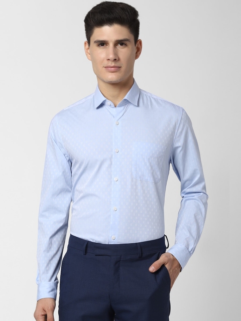 

Peter England Elite Men Blue Regular Fit Self Design Formal Shirt