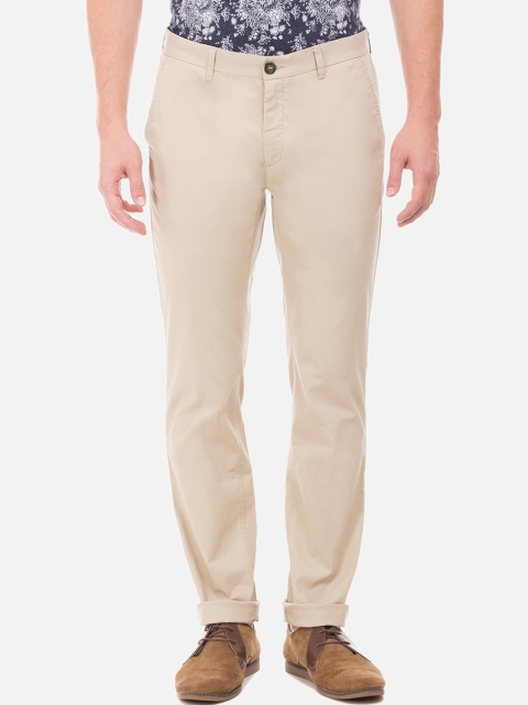 

AD By Arvind Men Beige Slim Fit Solid Regular Trousers