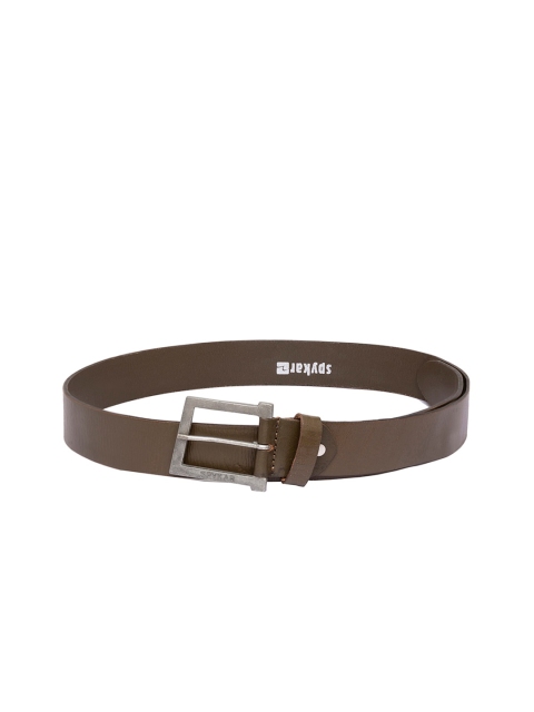 

SPYKAR Men Olive Brown Solid Leather Belt