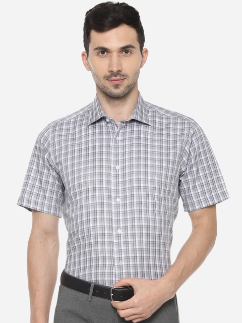 

Van Heusen Men Grey & White Regular Fit Checked Casual Shirt