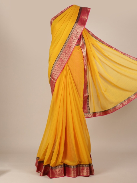 

Pothys Yellow Solid Poly Chiffon Saree