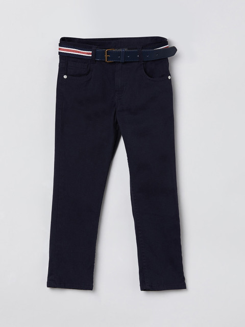 

max Boys Blue Regular Fit Solid Regular Trousers