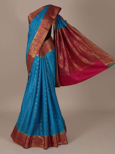 

Pothys Blue & Red Pure Silk Woven Design Saree