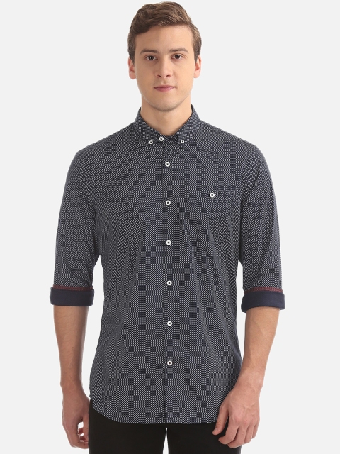 

AD By Arvind Men Navy Blue Slim Fit Printed Casual Shirt