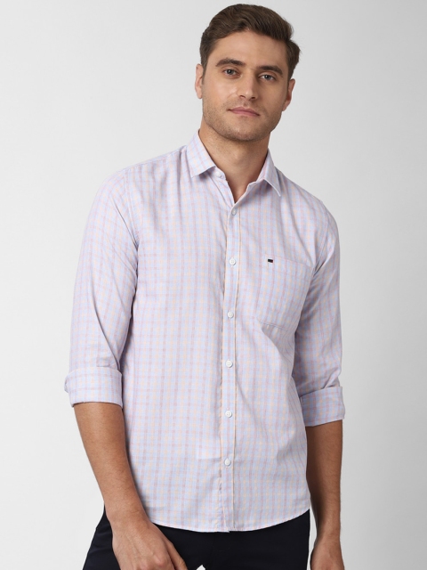 

Peter England Casuals Men Blue & Yellow Slim Fit Checked Casual Shirt