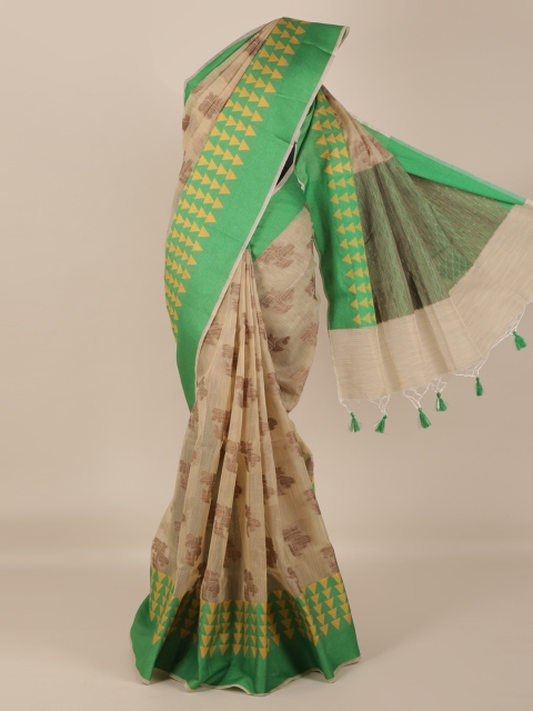 

Pothys Cream-Coloured Woven Design Cotton Blend Saree