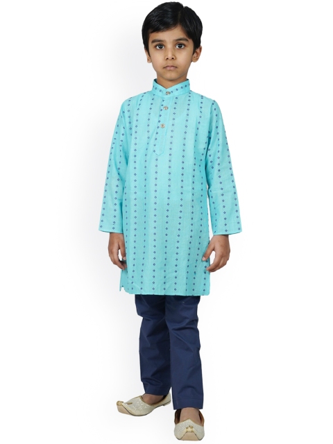 

mittenbooty Boys Blue Printed Kurta with Pyjamas