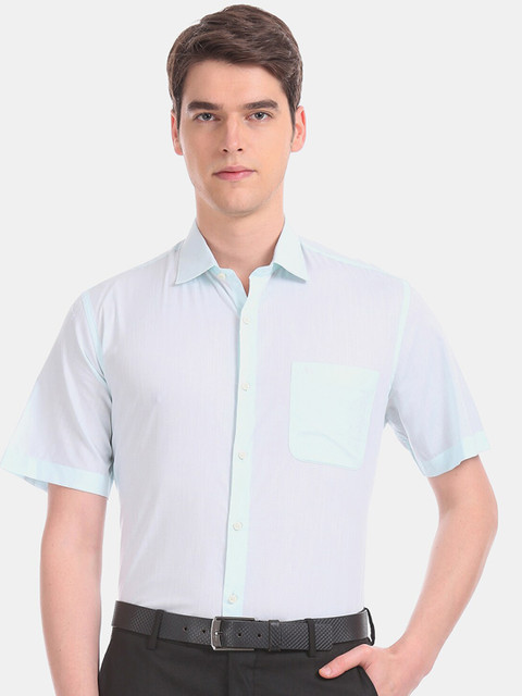 

AD By Arvind Men Green Regular Fit Solid Cotton Formal Shirt