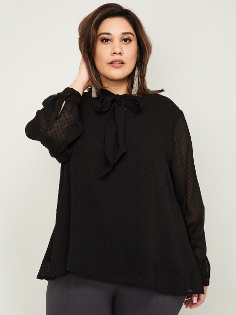 

nexus Women Black Self Design A-Line Top