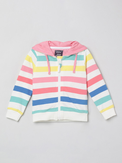 

max Girls Multicoloured Striped Hooded Sweatshirt, Multi
