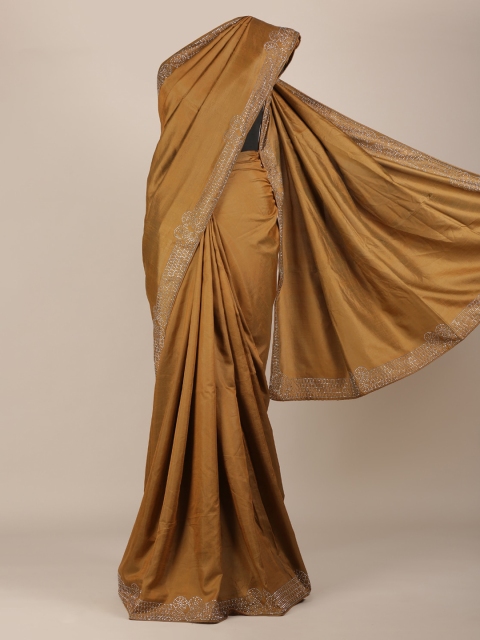 

Pothys Brown Solid Jute Silk Saree