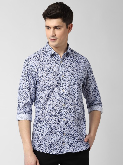 

Peter England Casuals Men White & Blue Slim Fit Printed Casual Shirt