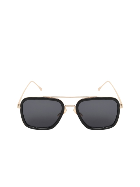 ALIGATORR Unisex Rectangle UV Protected Sunglasses ALI_TONY_STAR_GOLDBLK_002, Gold