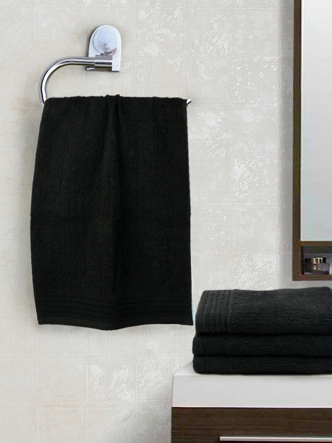 

Turkish Bath Unisex Set Of 4 Black Striped 100% Cotton 350 GSM Hand Towel